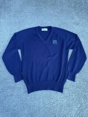Lady Pickering Sweater Womens M Blue V-Neck Pullover New London Country Club